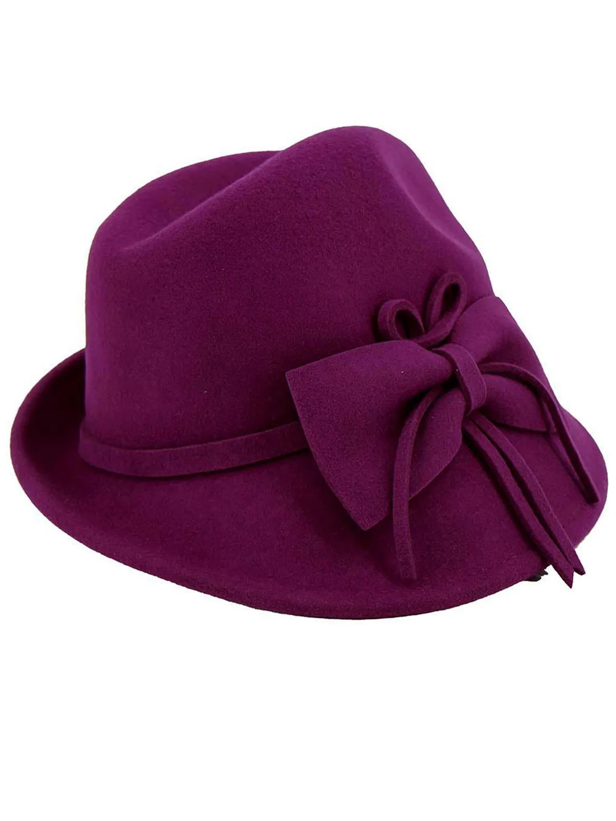 Plum 1940s Style Wool Felt Trilby Hat