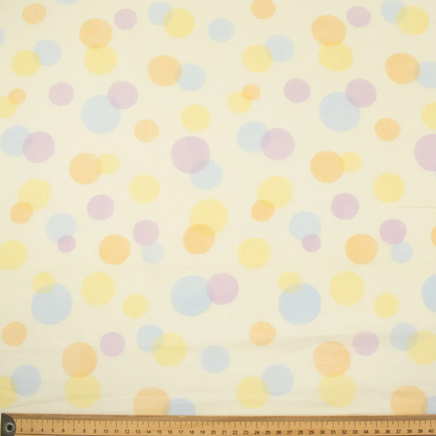 Printed Cotton Voile Design-82 Multicolor Dots on Cream