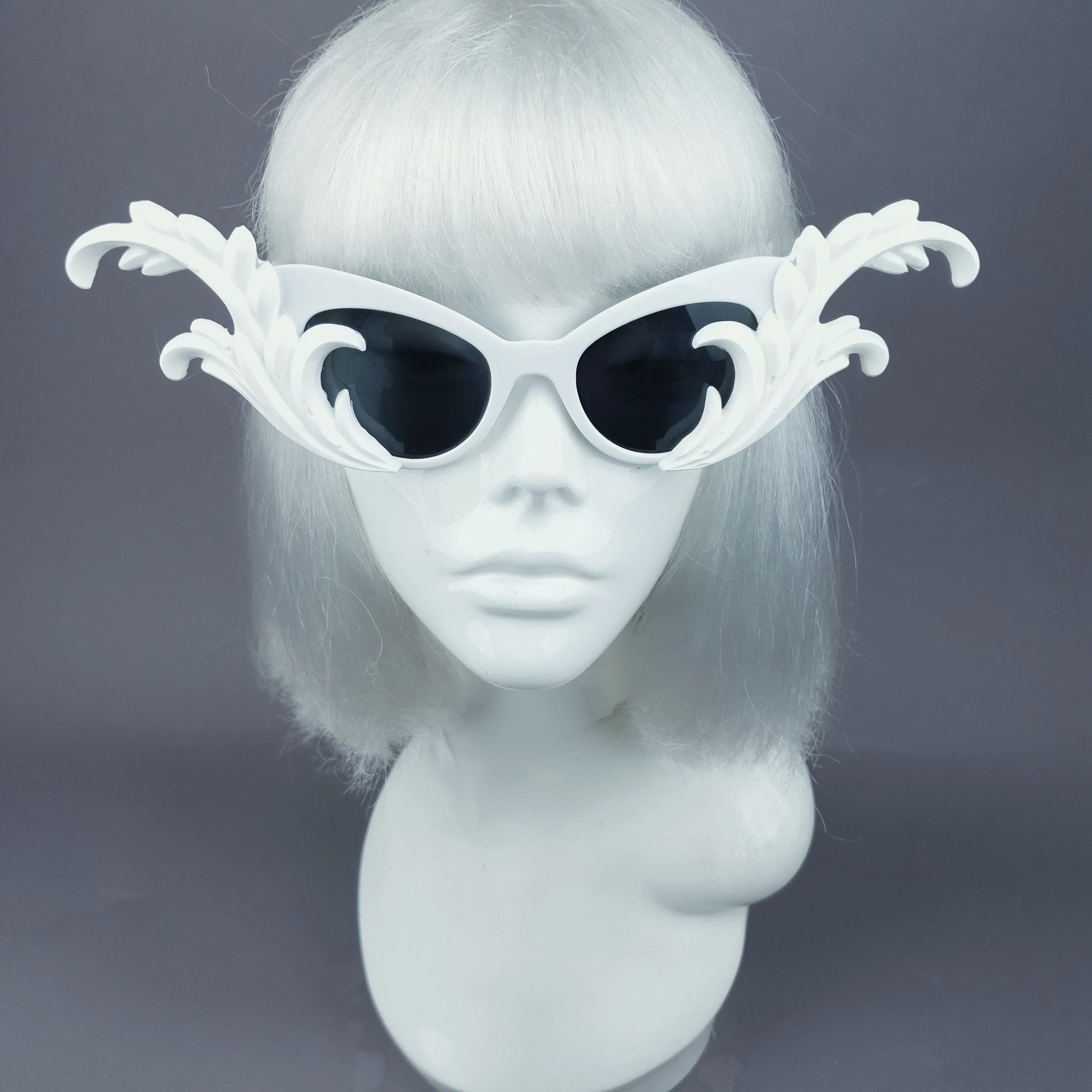 "Kokoro" White OTT Filigree Statement Sunglasses