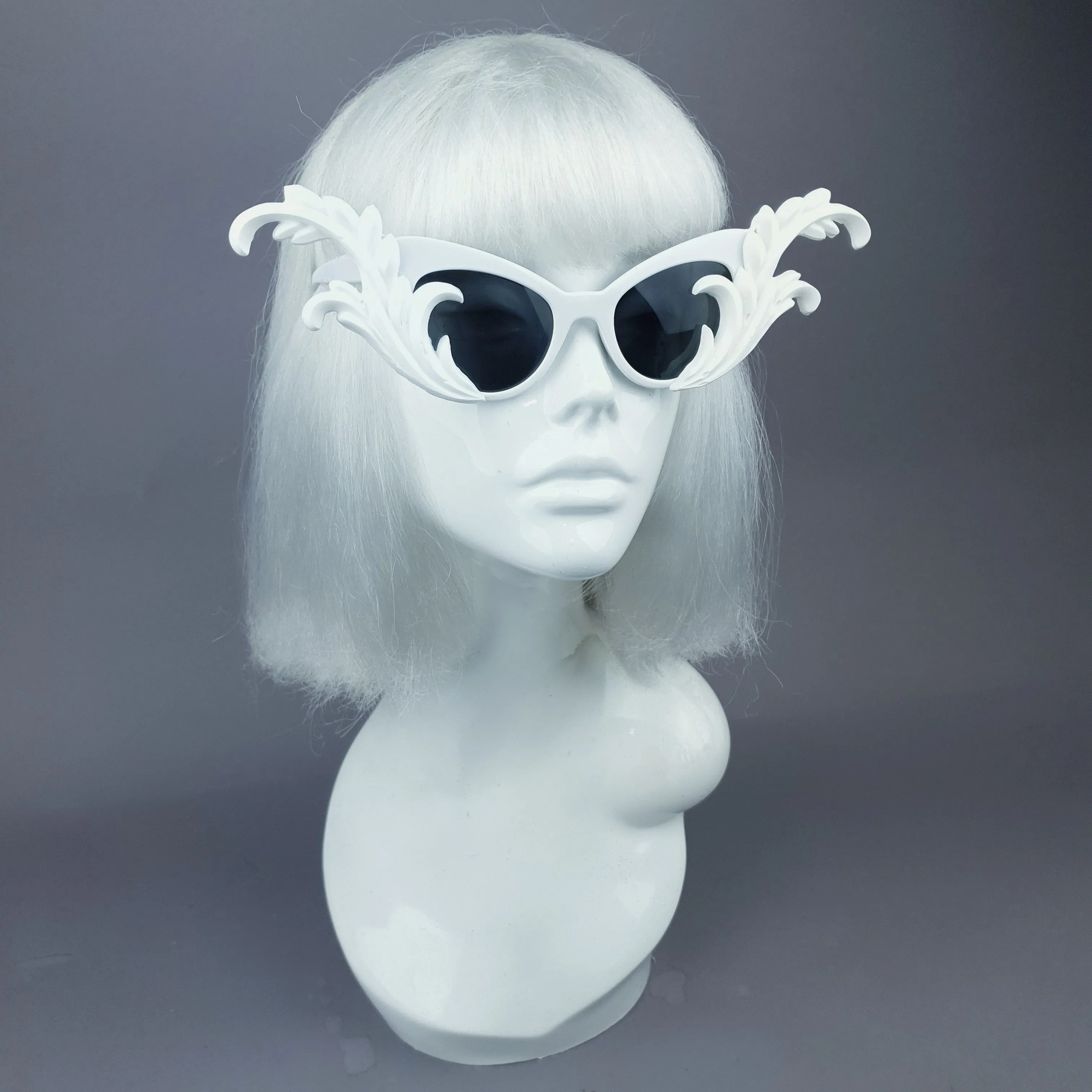 "Kokoro" White OTT Filigree Statement Sunglasses