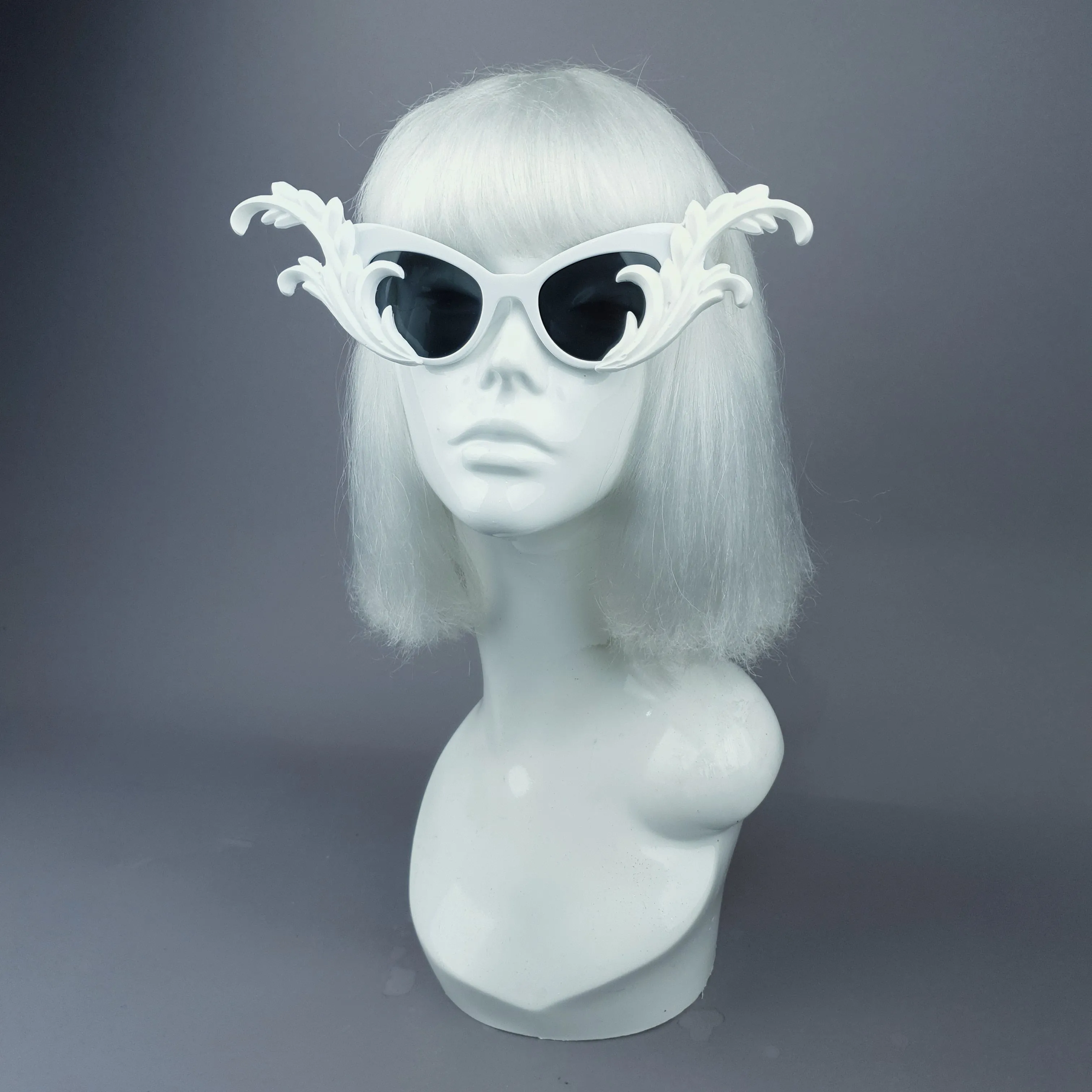 "Kokoro" White OTT Filigree Statement Sunglasses