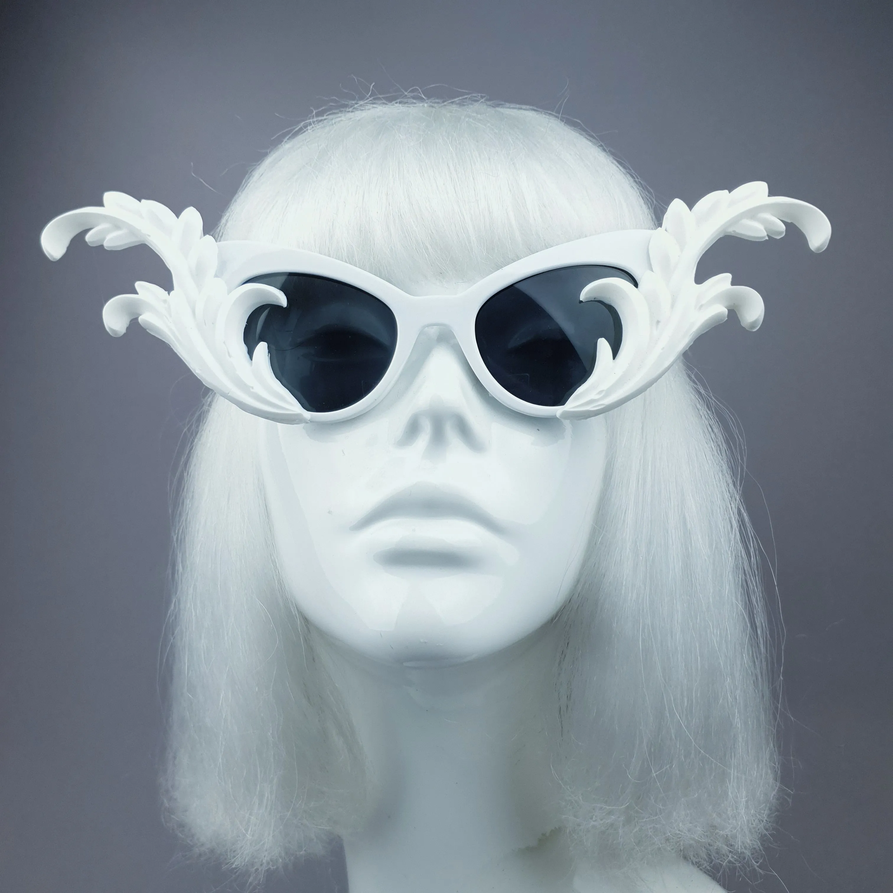 "Kokoro" White OTT Filigree Statement Sunglasses