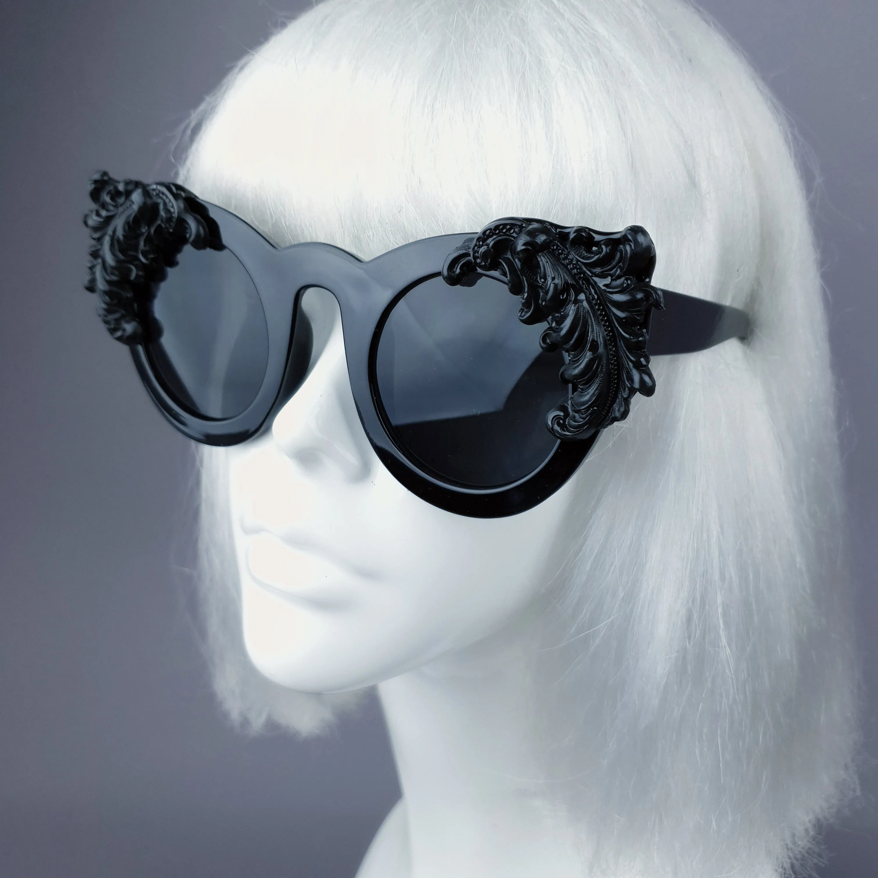 "Nakhti" Black Filigree Statement Sunglasses