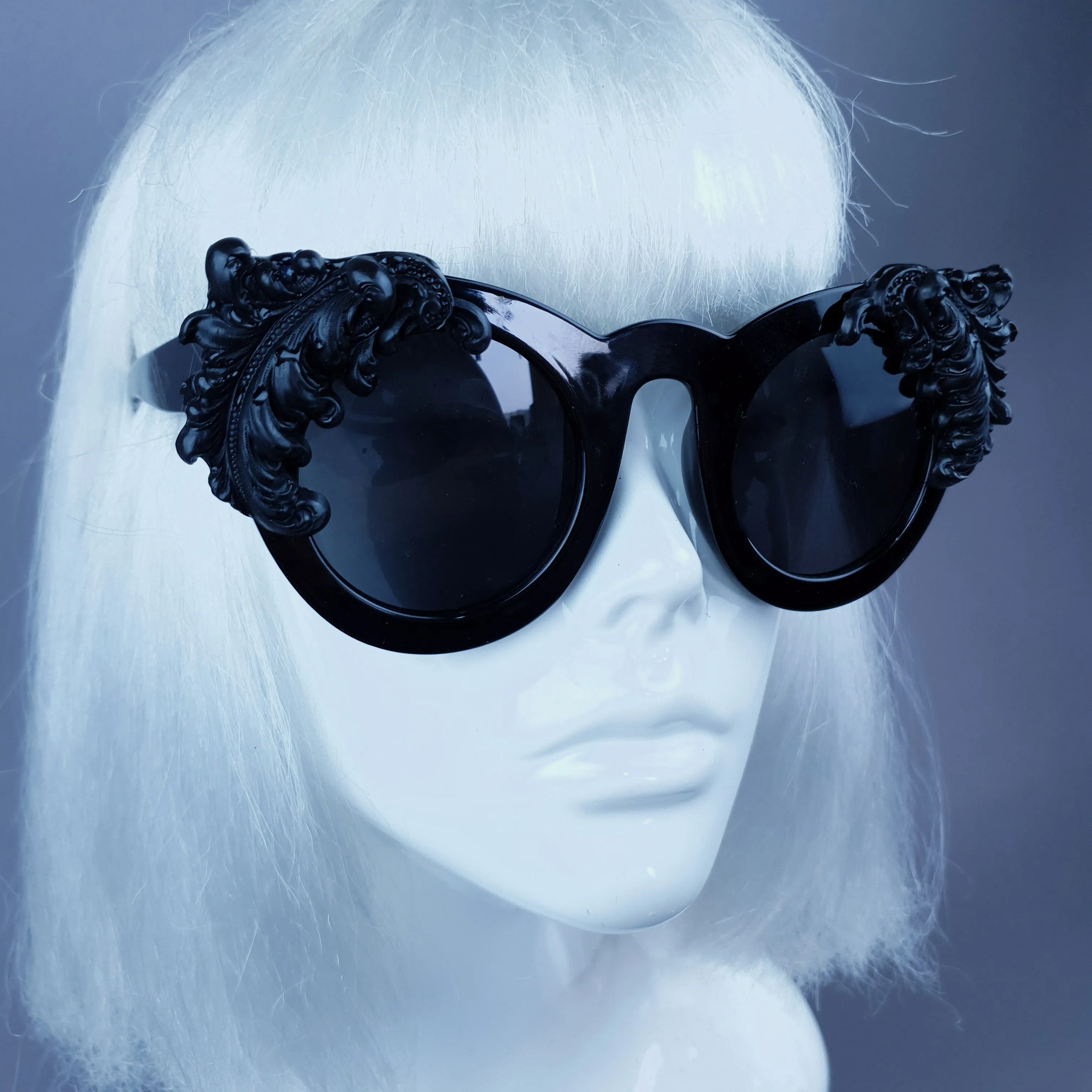 "Nakhti" Black Filigree Statement Sunglasses