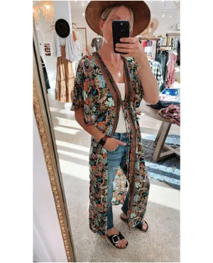 Restocked Colorful Print Kimono Long