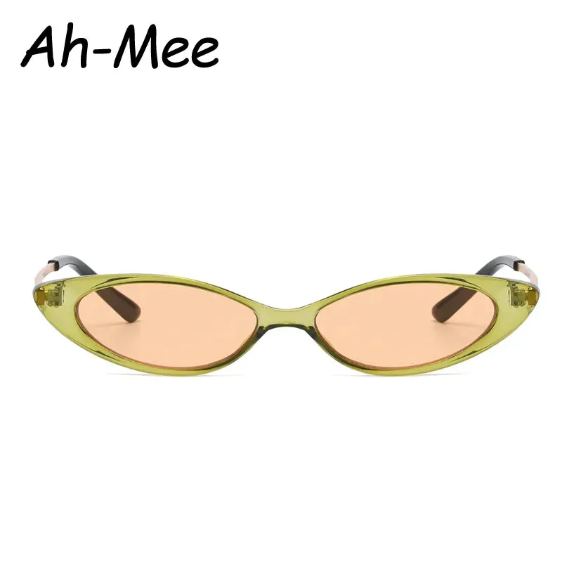 Small Cat Eye Style Cycling Sunglasses Narrow Tinted Color Lens Sun Glasses Metal Frame Candy Color Internet Celebrity Recommend