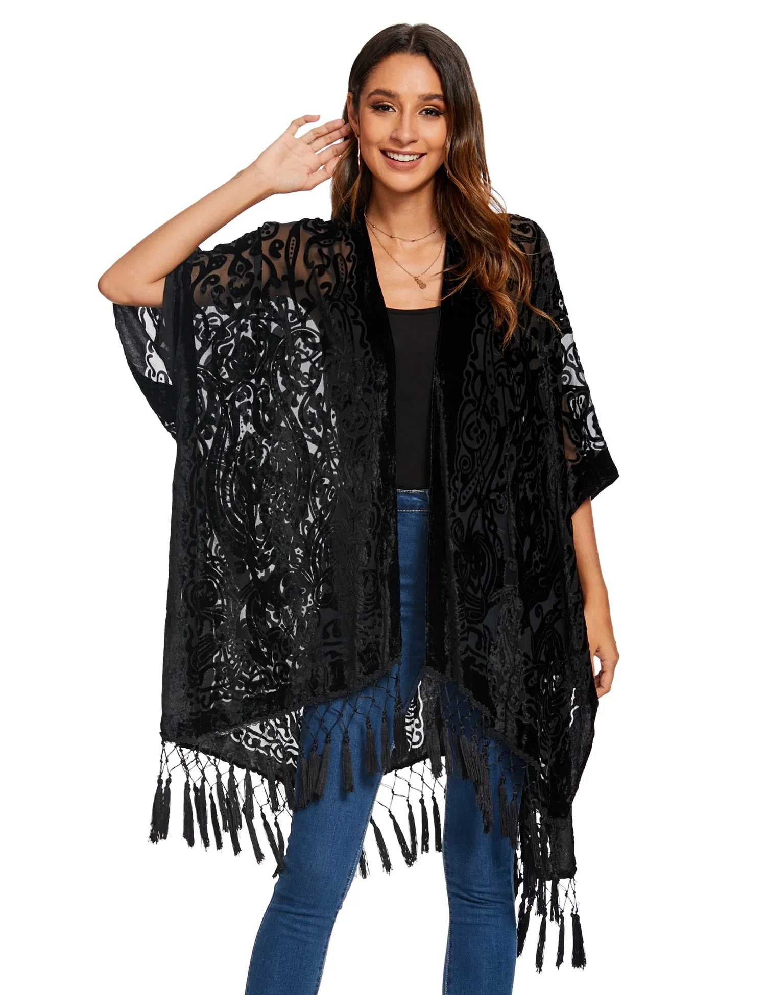 Stevie's Boho Tassel Velvet Kimonos