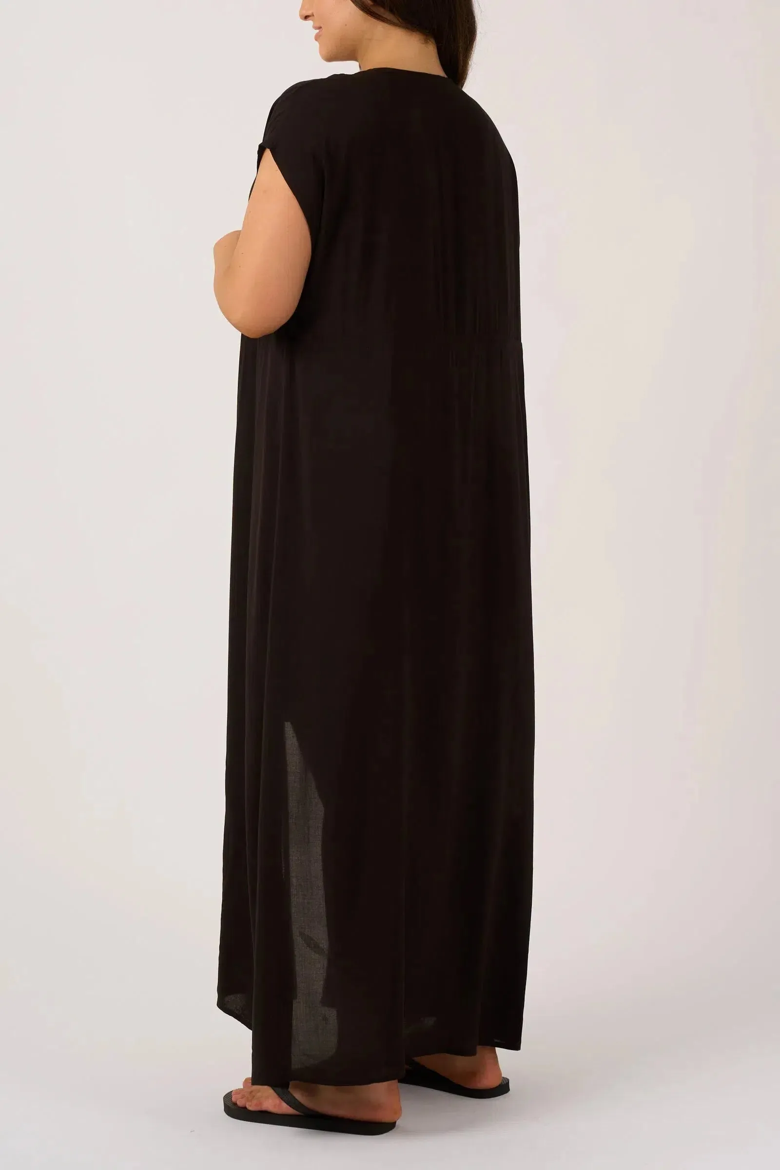 Sustainable Viscose Maxi Kimono - Black