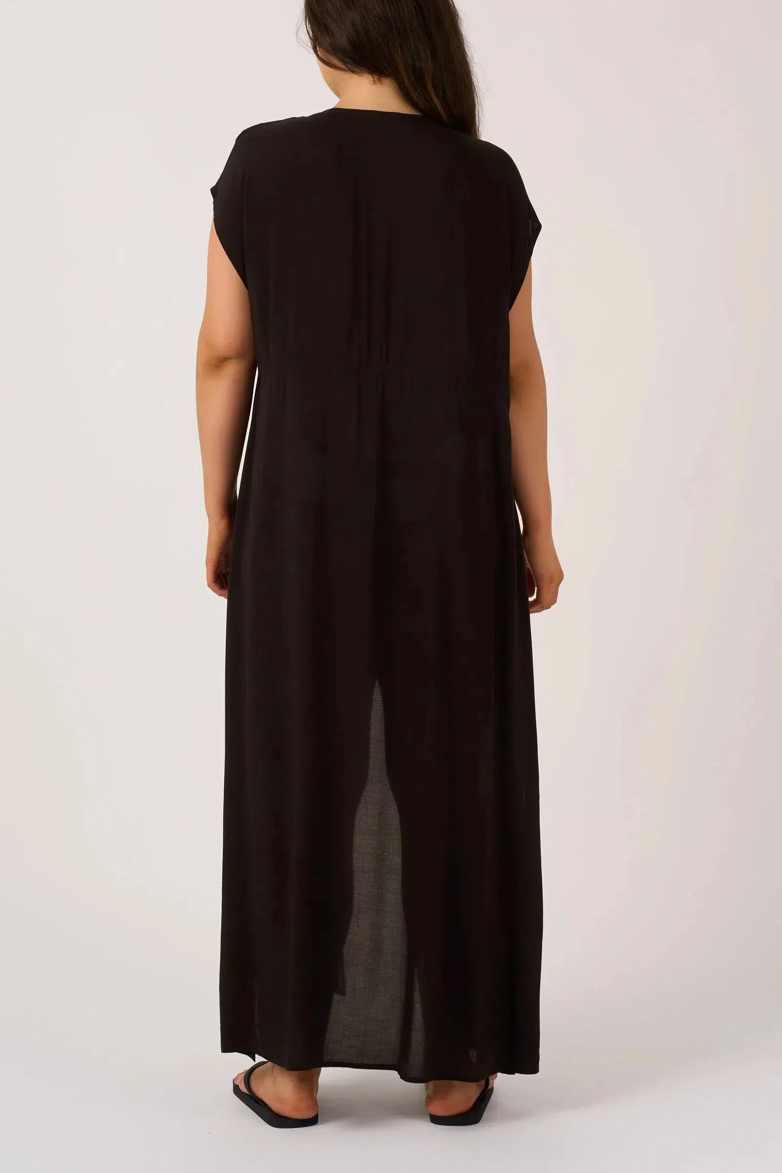 Sustainable Viscose Maxi Kimono - Black