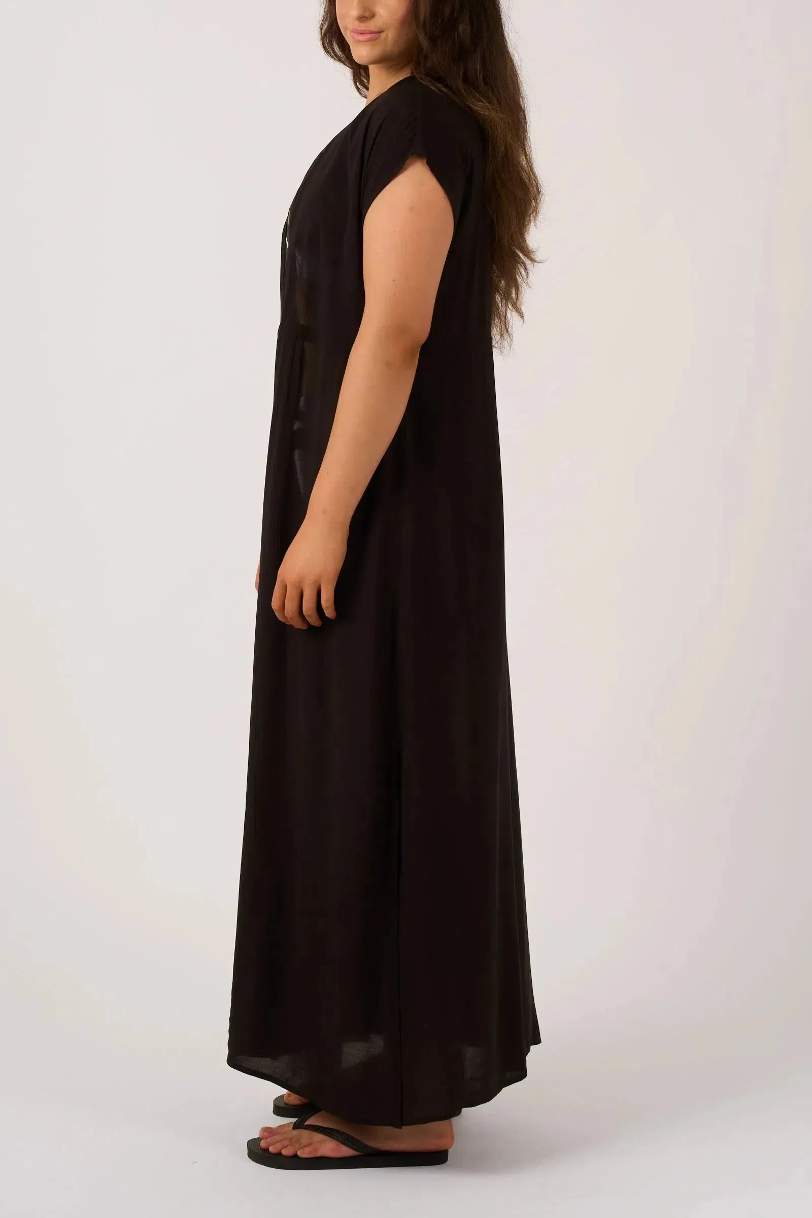 Sustainable Viscose Maxi Kimono - Black