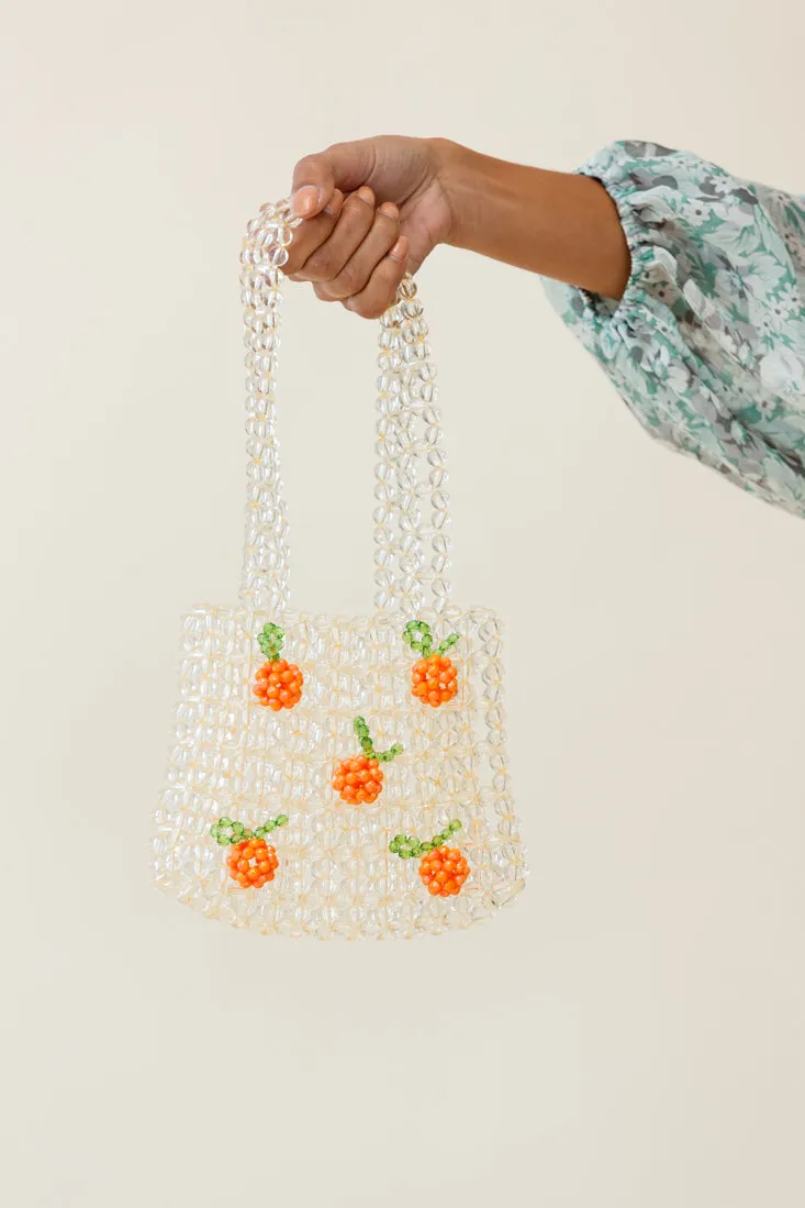 Taryn Beaded Orange Bag Beige