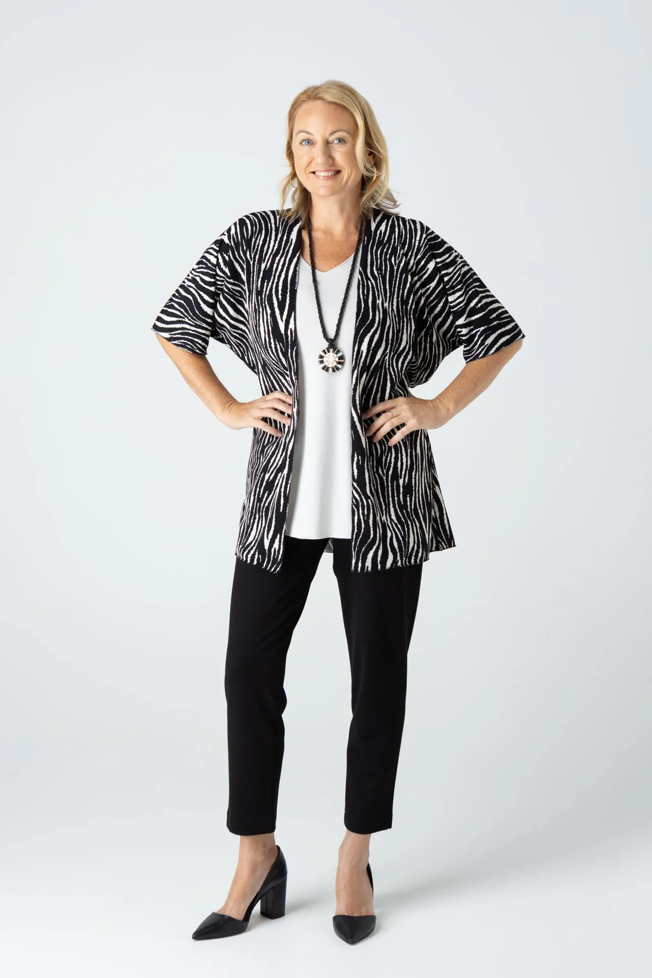 Tidal Print Jersey Short Sleeve Kimono