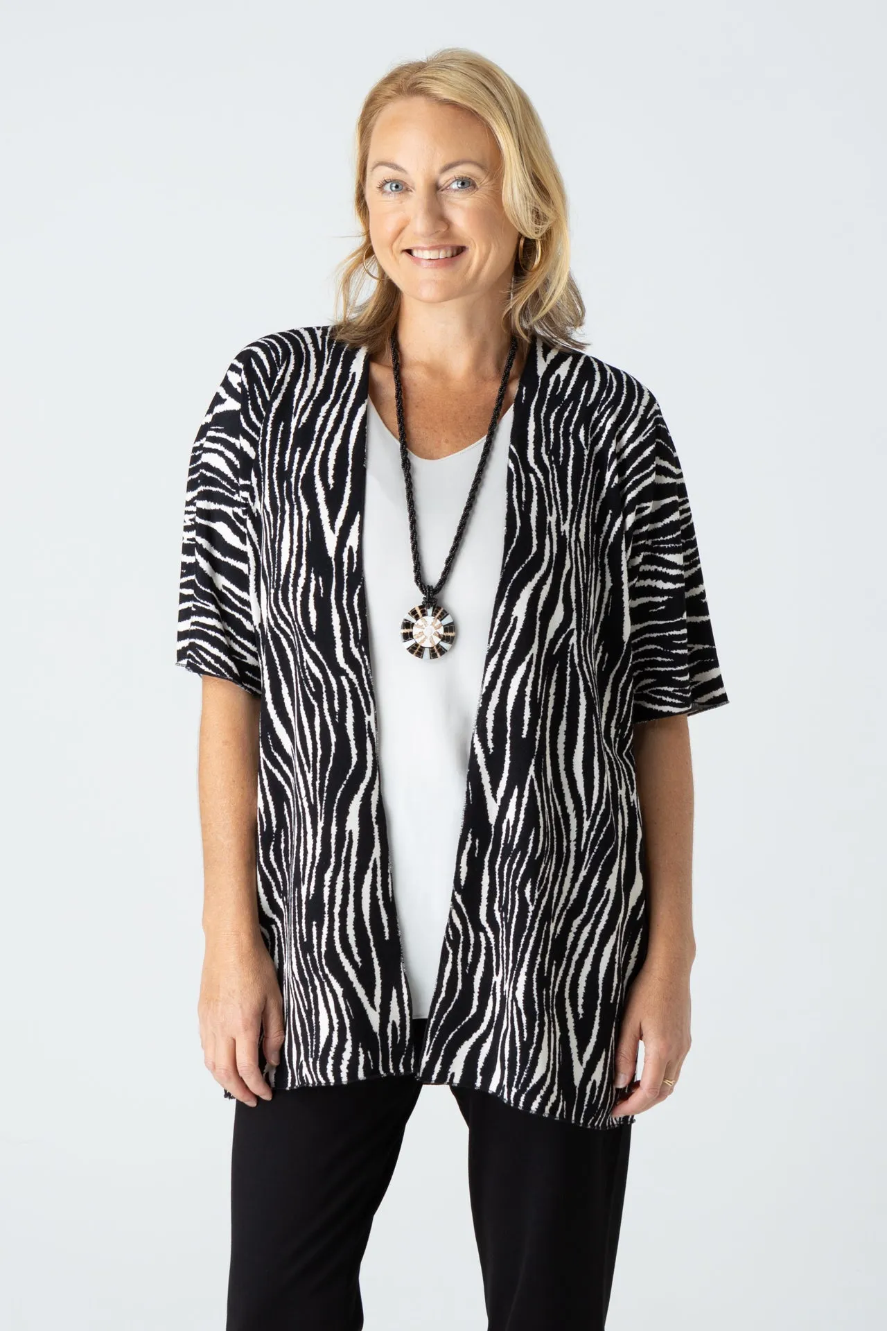 Tidal Print Jersey Short Sleeve Kimono