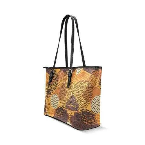 Tote Bags, Brown Geometric Style Tote Bag