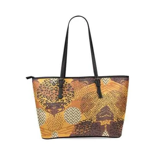 Tote Bags, Brown Geometric Style Tote Bag