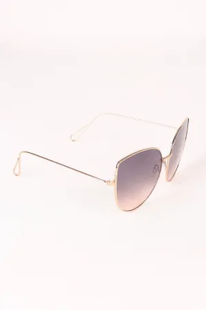 Translucent Lens Wire Framed Cat Eye Sunglasses