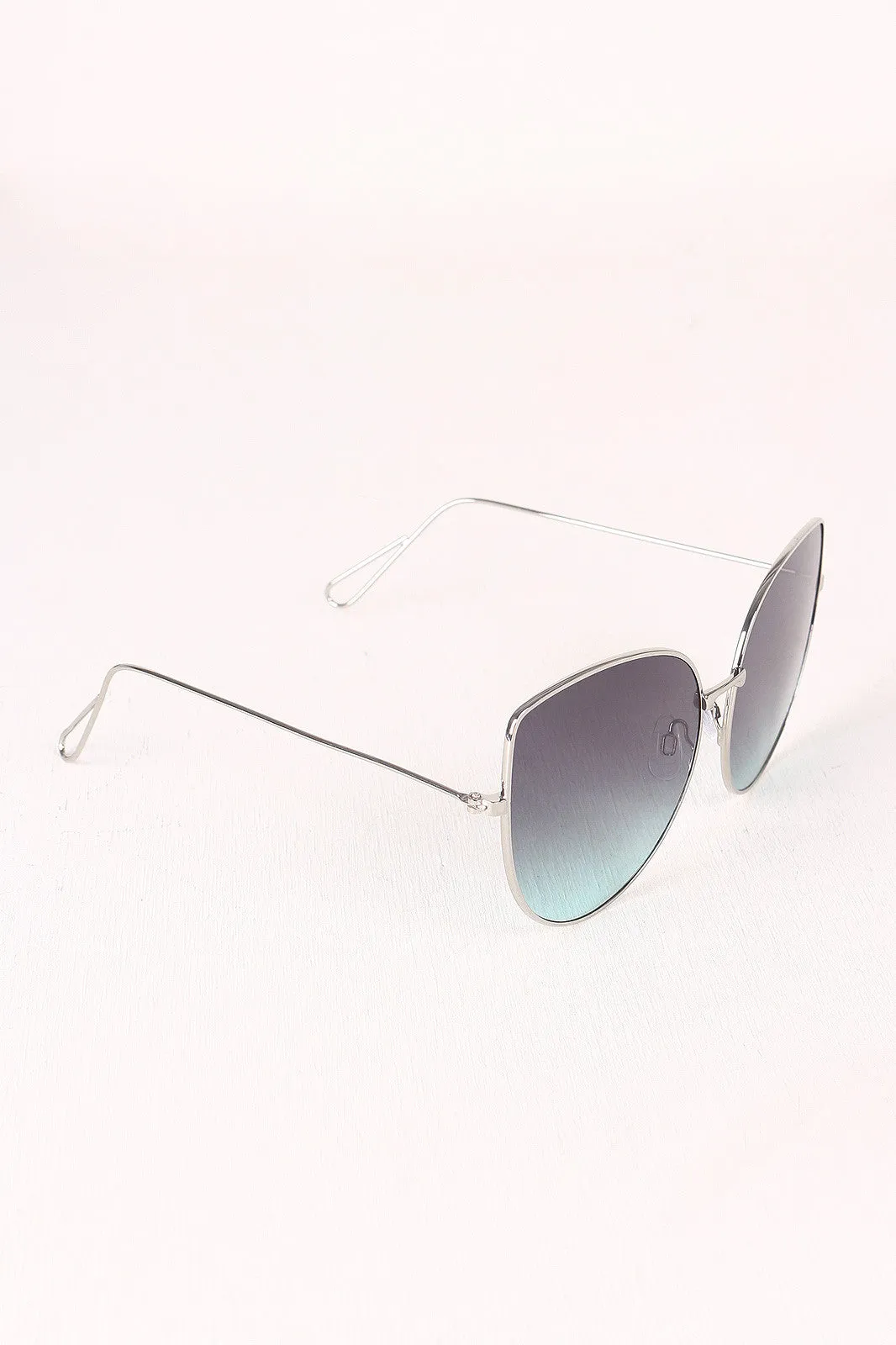 Translucent Lens Wire Framed Cat Eye Sunglasses