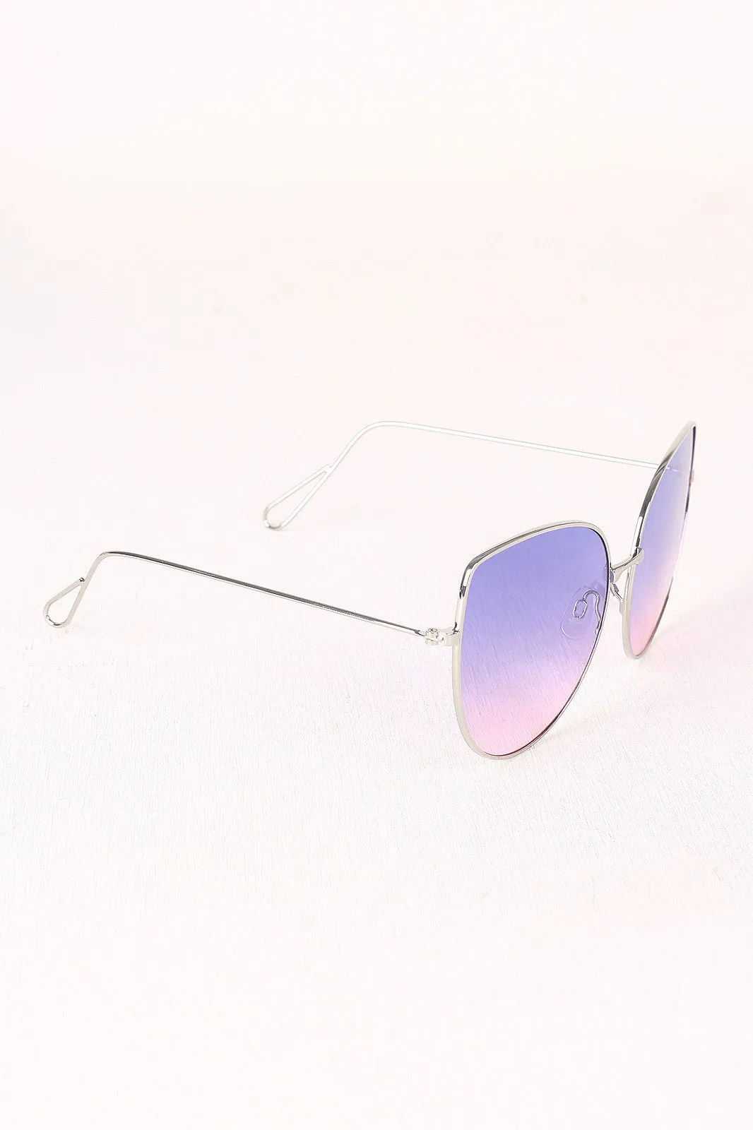 Translucent Lens Wire Framed Cat Eye Sunglasses