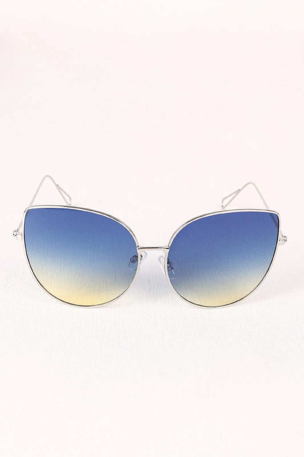 Translucent Lens Wire Framed Cat Eye Sunglasses