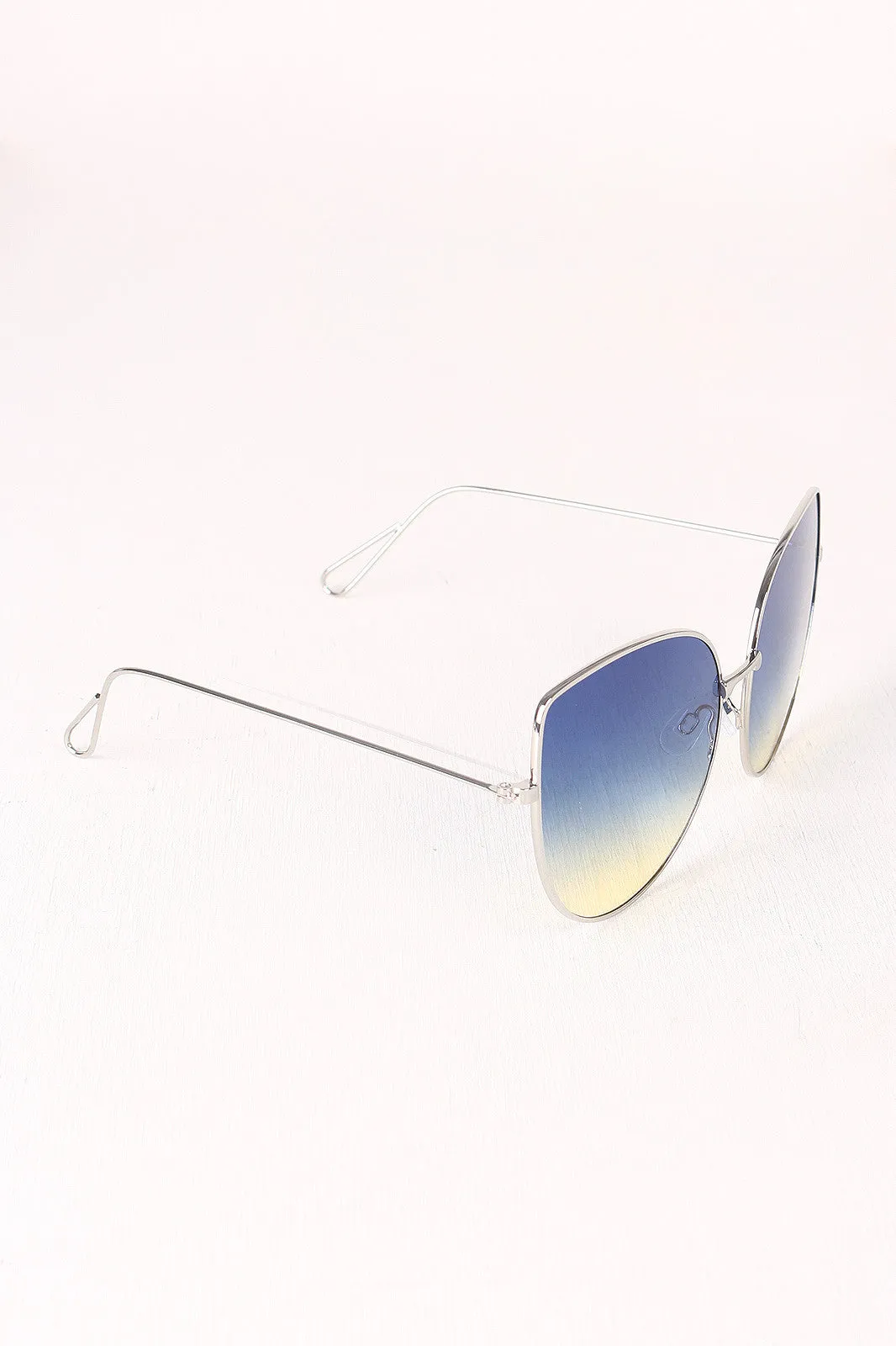 Translucent Lens Wire Framed Cat Eye Sunglasses