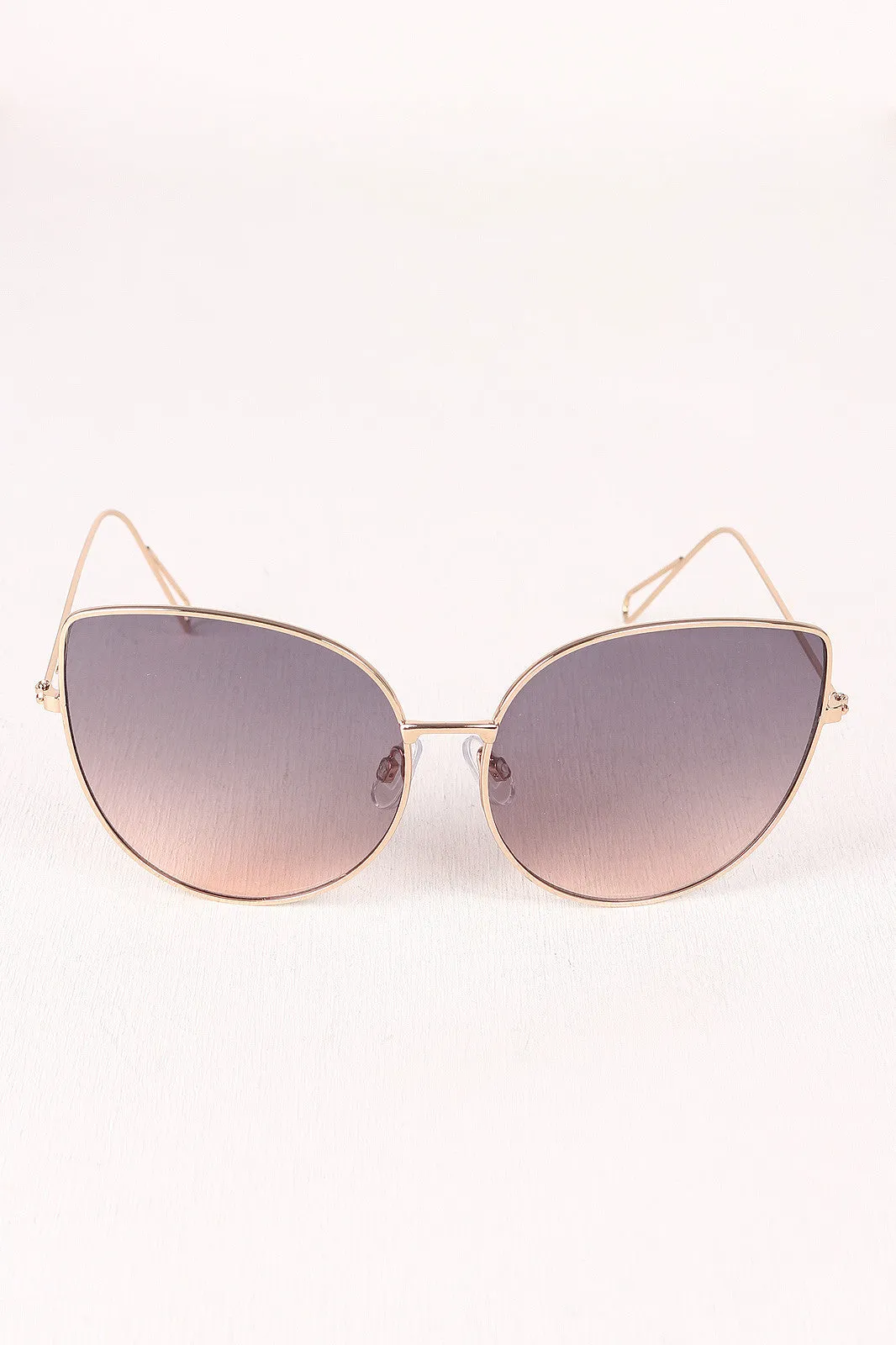 Translucent Lens Wire Framed Cat Eye Sunglasses