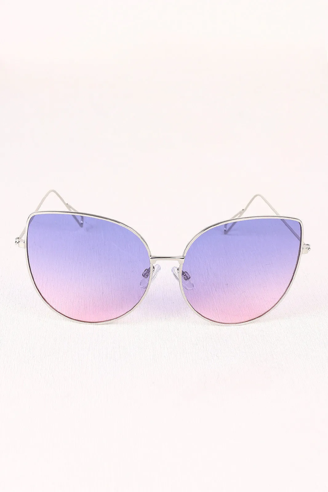 Translucent Lens Wire Framed Cat Eye Sunglasses