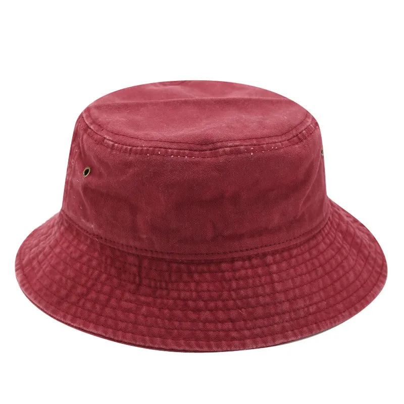 Unisex Washed Canvas Solid Color Bucket Hat