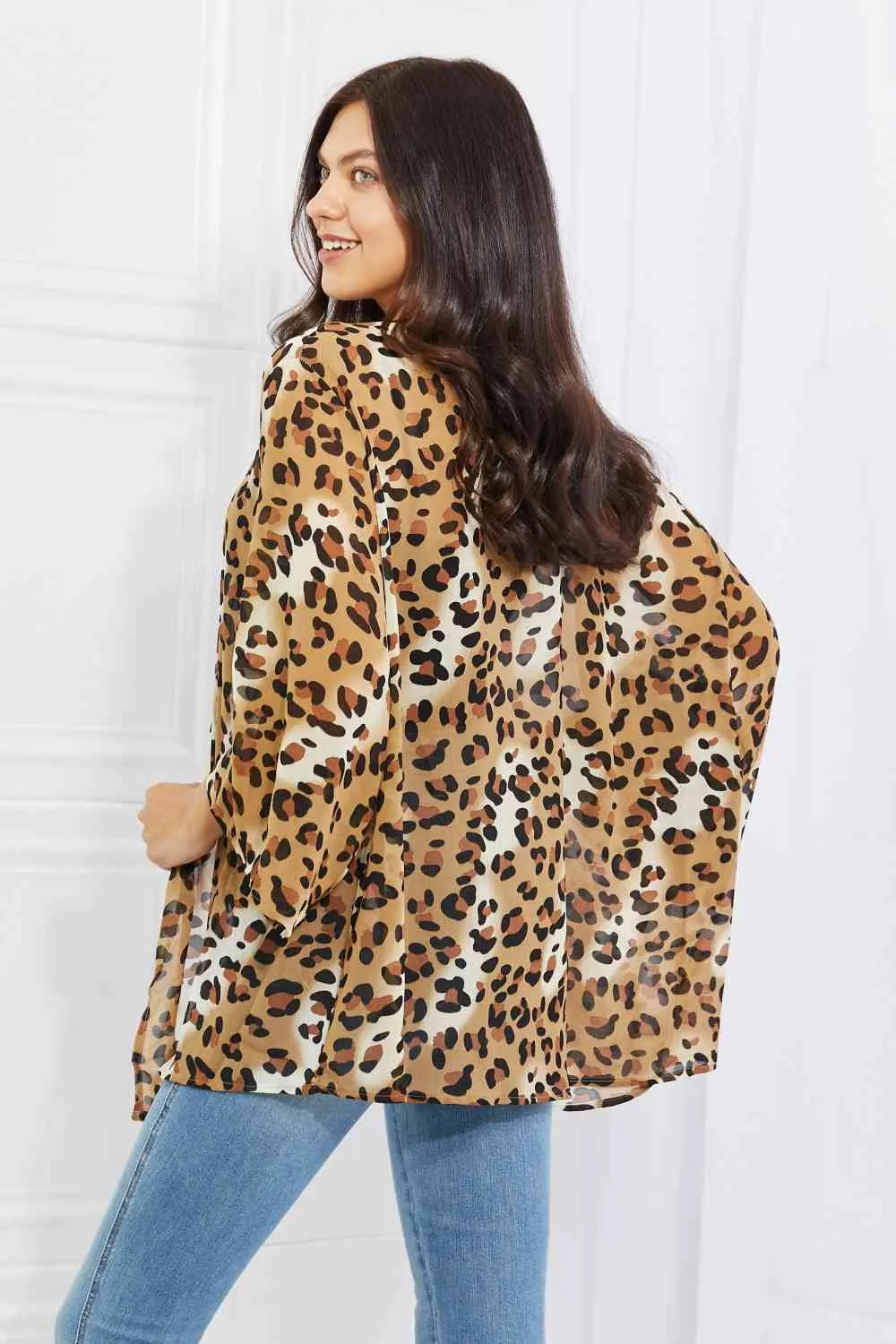 Wild Muse Full Size Animal Print Kimono in Camel