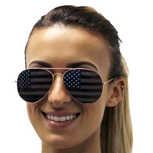 Womens USA Flag Lens Aviator Sunglasses