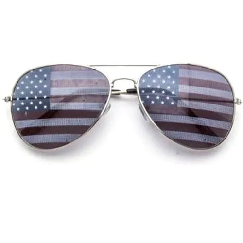 Womens USA Flag Lens Aviator Sunglasses